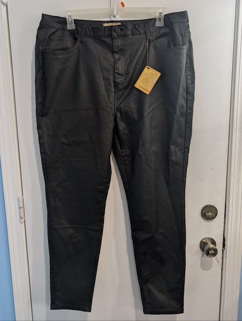 New Hybrid & Company Black Faux Leather Pants Plus Size 22 Women's